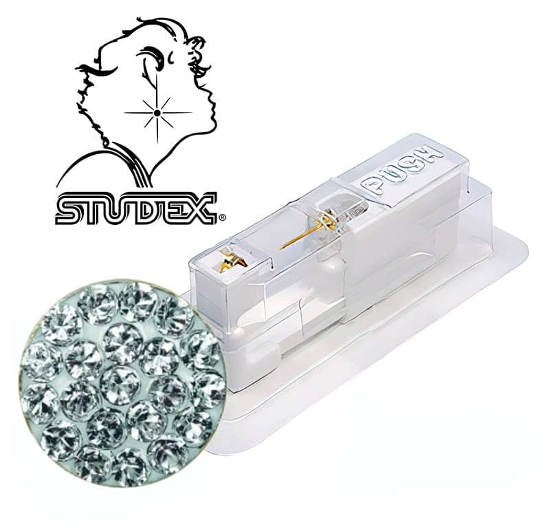 Одноразовый пистолет Studex system 75 для прокола ушей под золото с белыми камнями 7523-3704 6mm (цена за 1 шт)